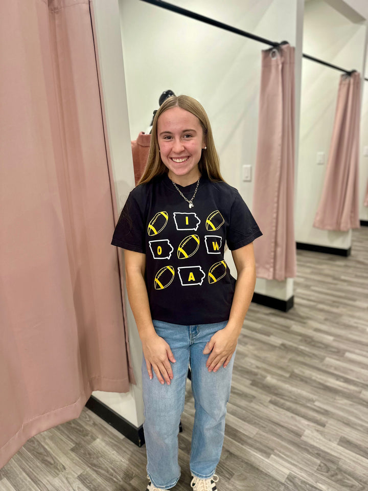 Iowa Football Black Graphic Tee