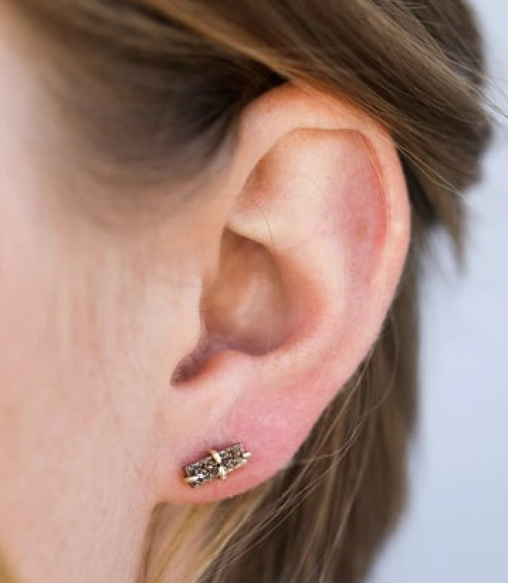 Rose Gold Druzy Bar Stud