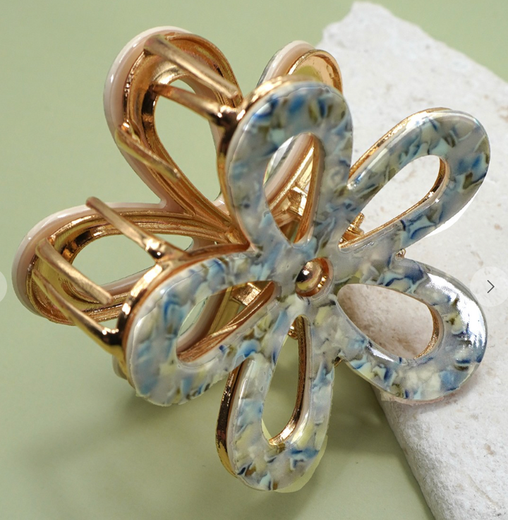 Jumbo Pvc Casting Round Floral Hair Claw Clips