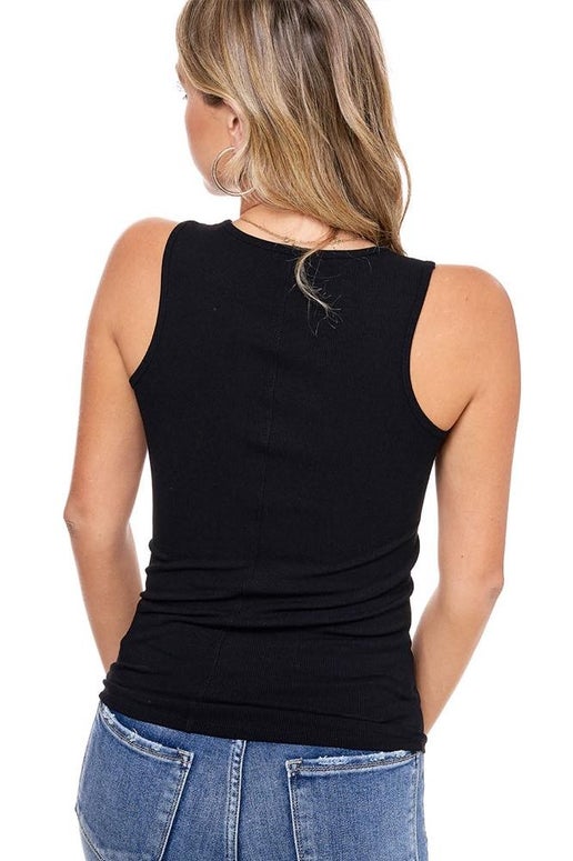 Black Bourbon Whiskey Vintage Ribbed Tank