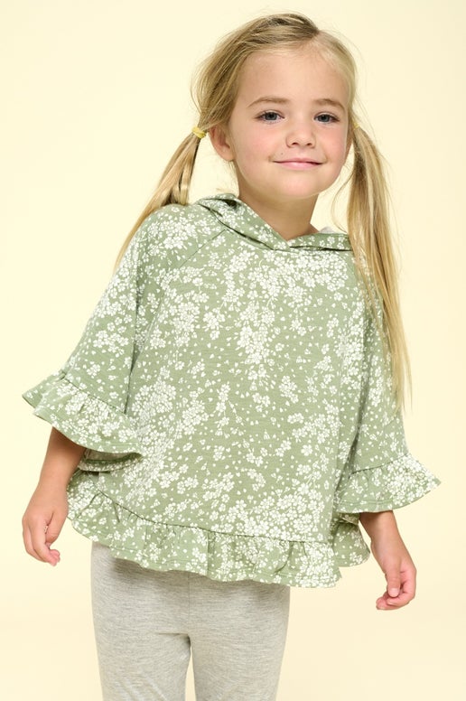 Floral Ruffle Tunic Girls Top