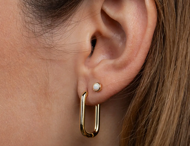 Gold Large Rectangle Hoop Earrings | Modern Statement Hoops