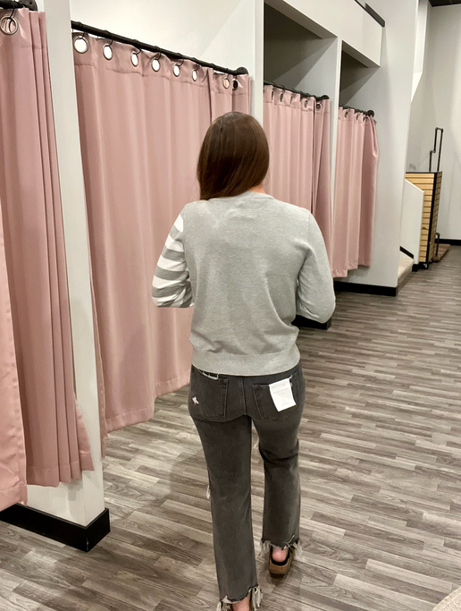 Asymmetrical Stripe Button Sweater