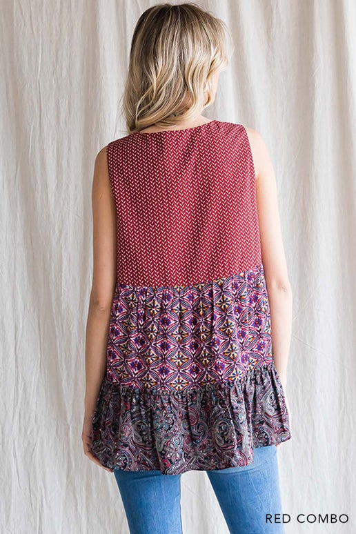 Boho Mix Matched Prints Tank Top