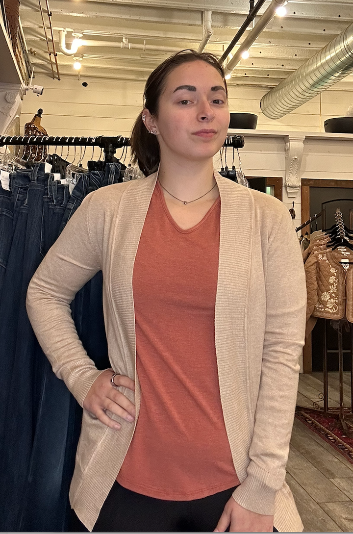 Lightweight Open-Front Knit Cardigan with Pockets