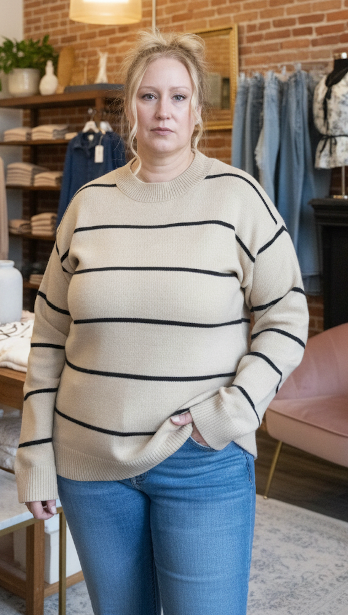 Loose Fit Stripe Sweater Top