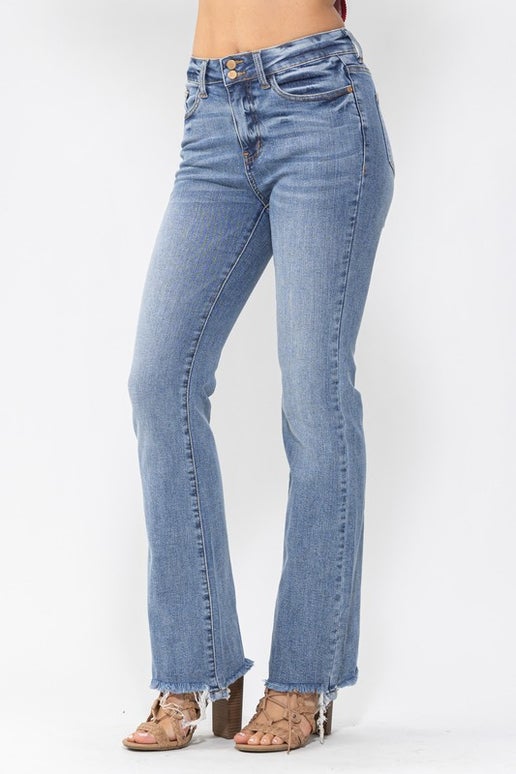 High Waist Double-Button Bootcut