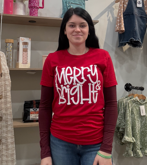 Merry & Bright Red Tee