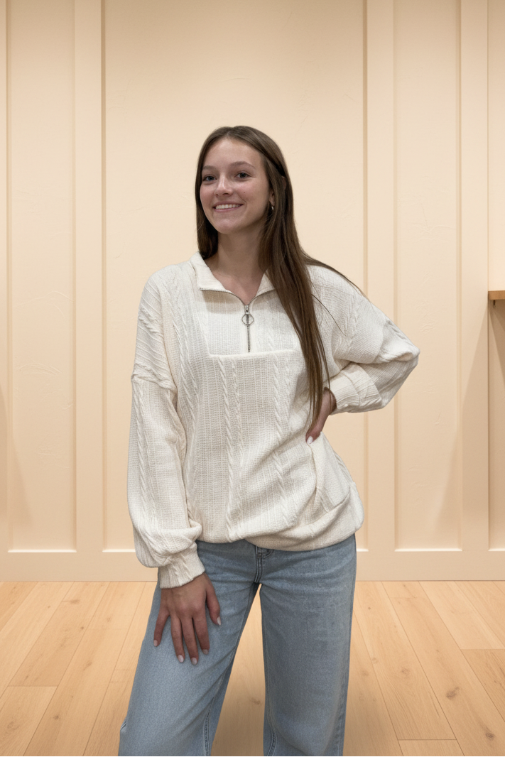 Model with a straight, level boutique background