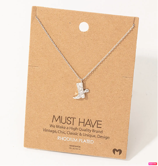 Cowboy Boots Pendant Necklace