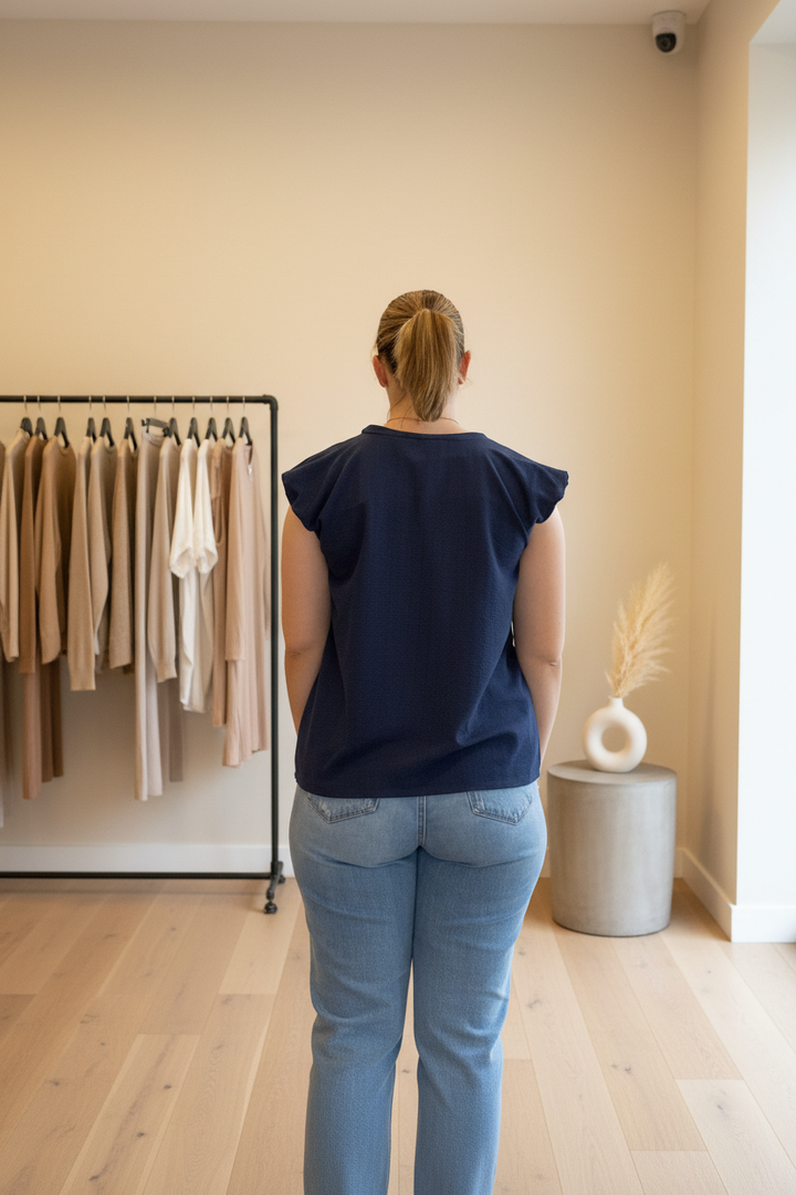 Navy Flutter Sleeve - Back Boutique
