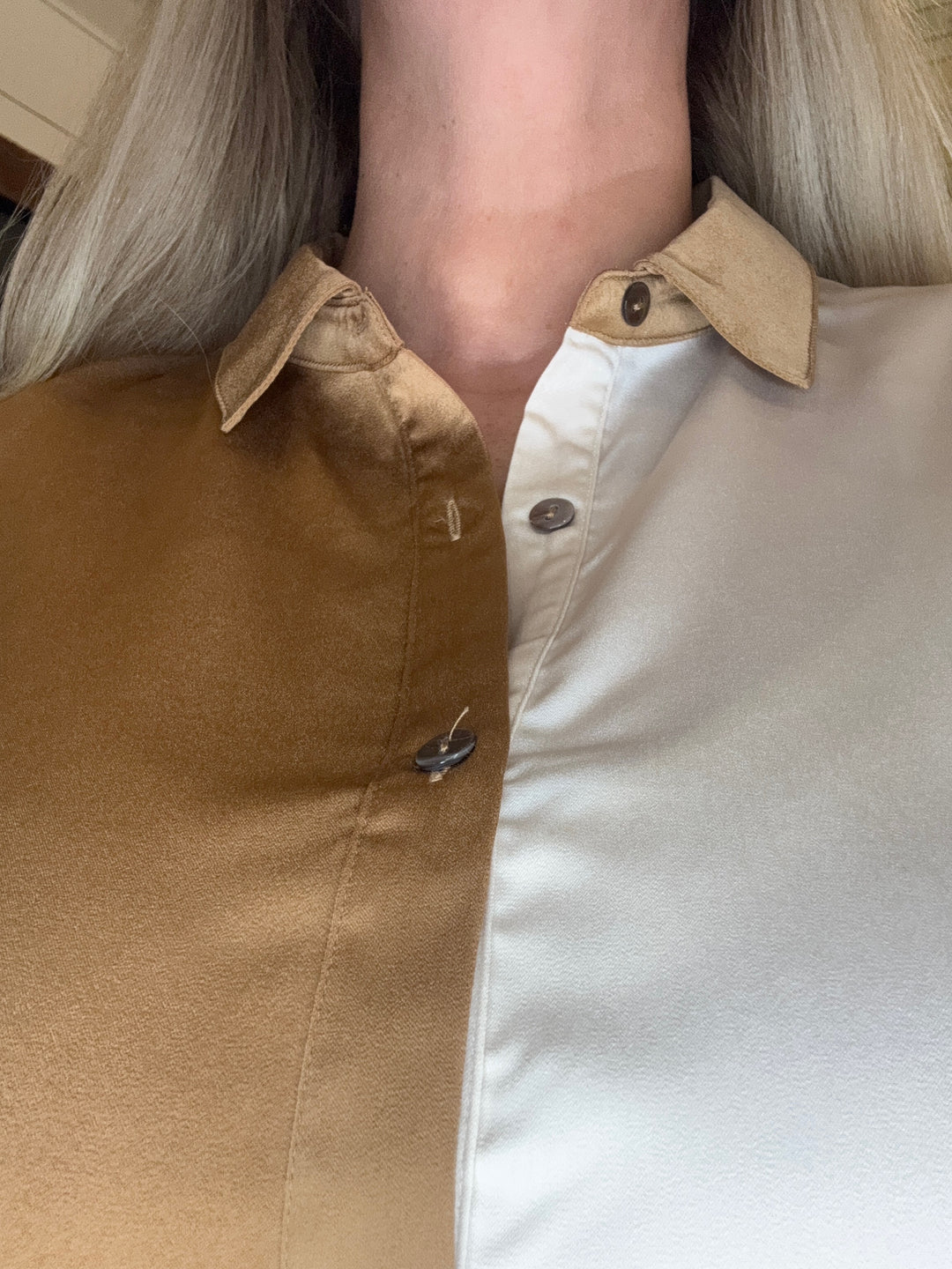 Solid Color Block Blouse