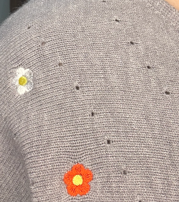 Embroidered Fine Gauge Sweater – Lightweight Feminine Knit