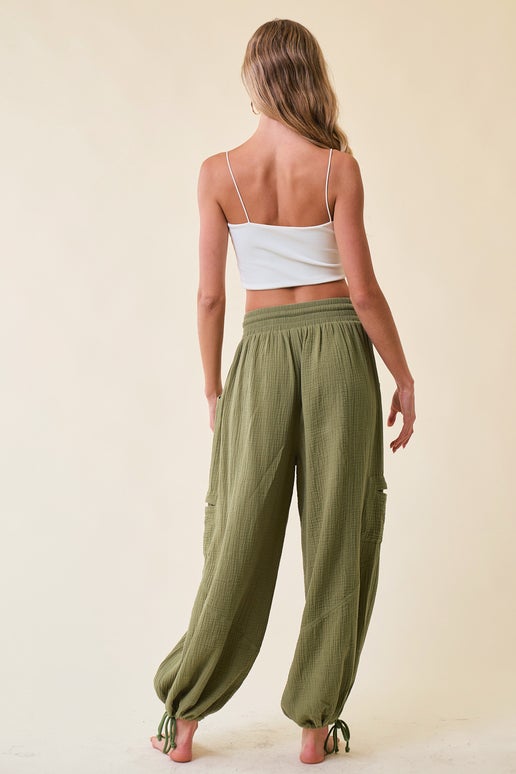 Olive Gauze Utility Pants