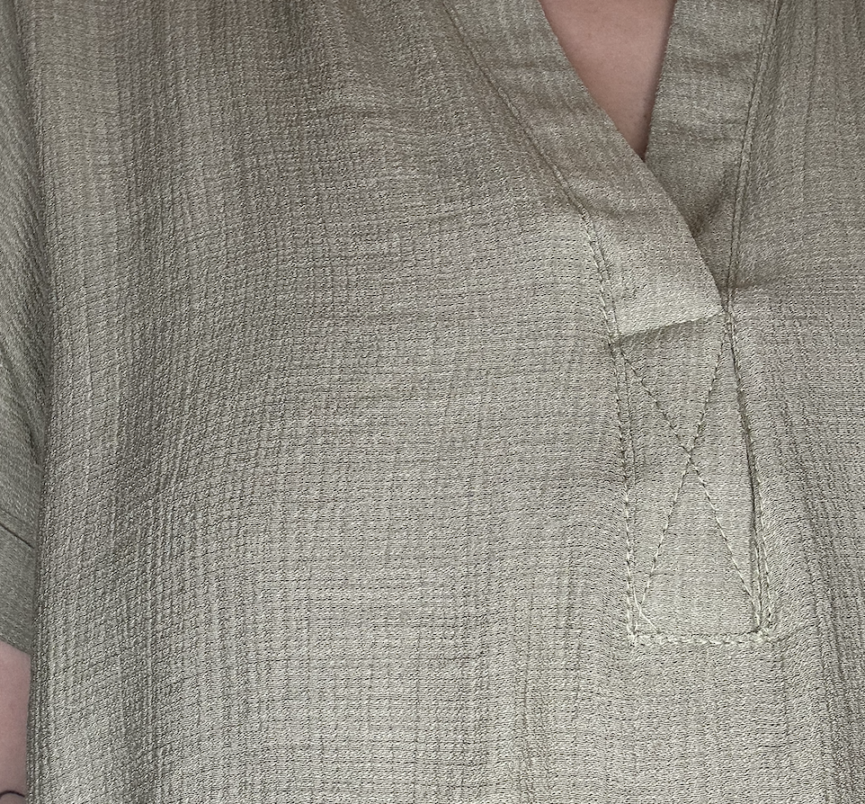 Light Olive Shoulder Lace Detail Woven Top