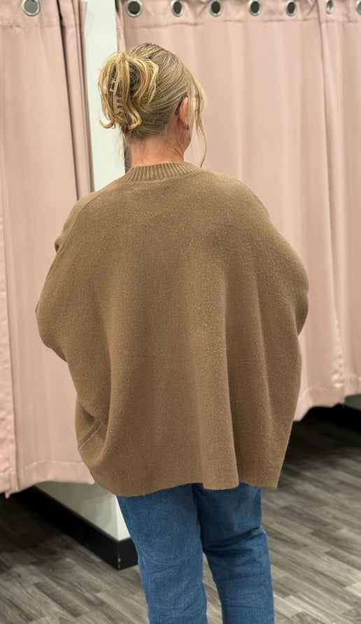 Mocha Dolman Sleeve Open Cardigan