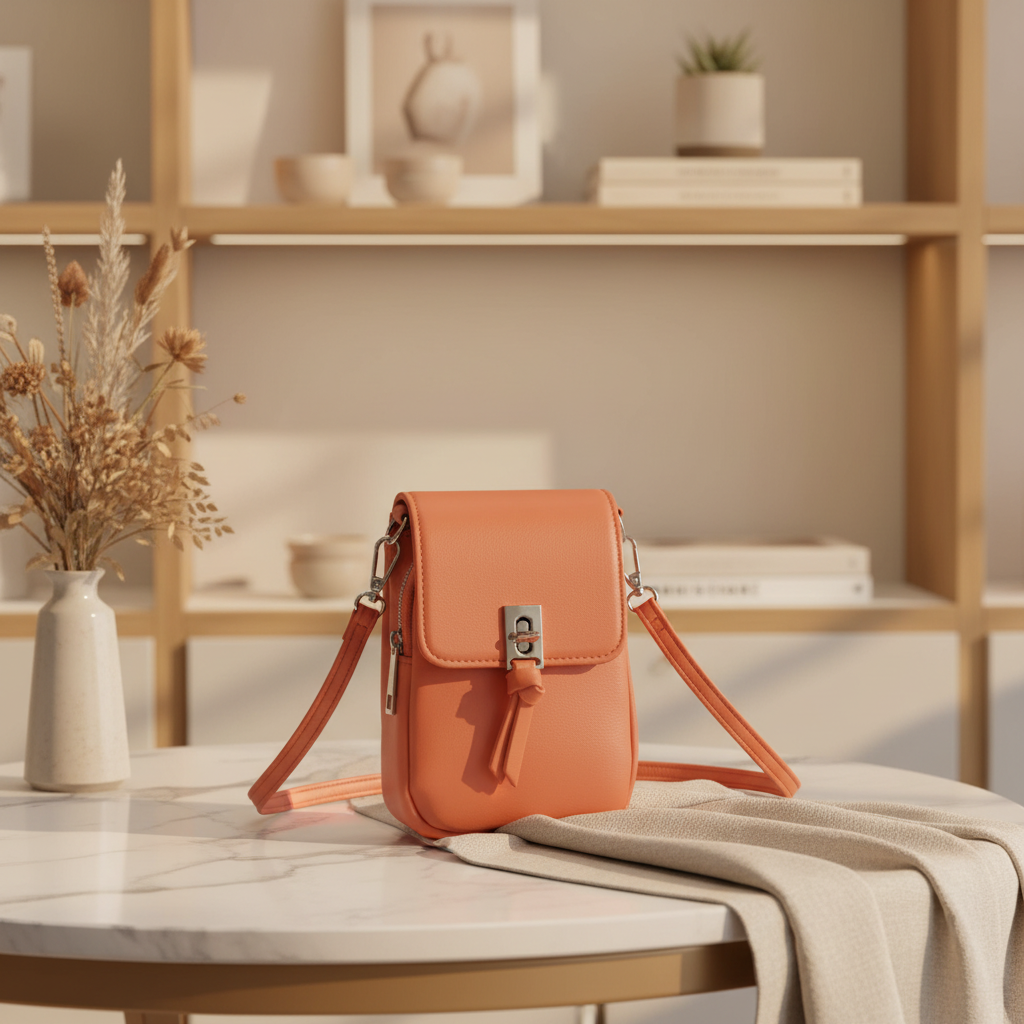 Orange Crossbody Purse - Boutique Lifestyle Background