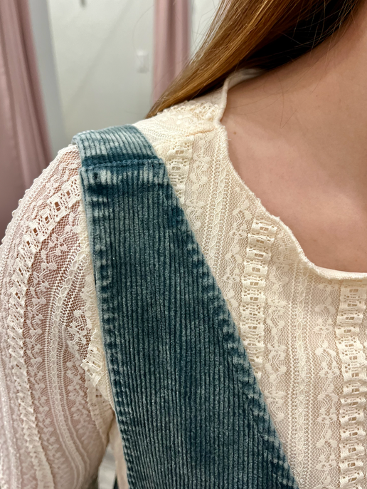 Hunter Green Corduroy Pinafore Overall Dress