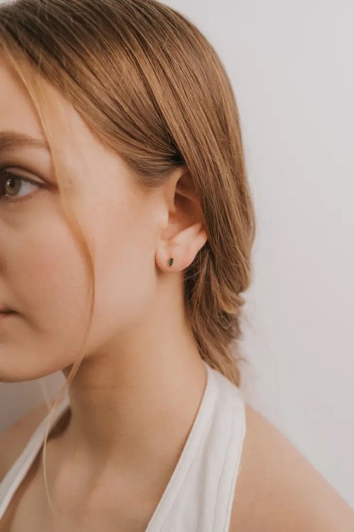 Baguette Emerald Stud Earrings