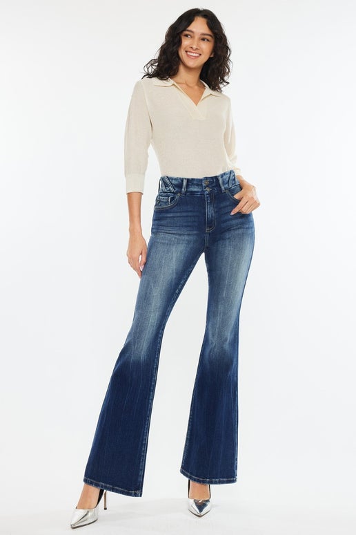 Dark Wash High Rise Flare Jeans
