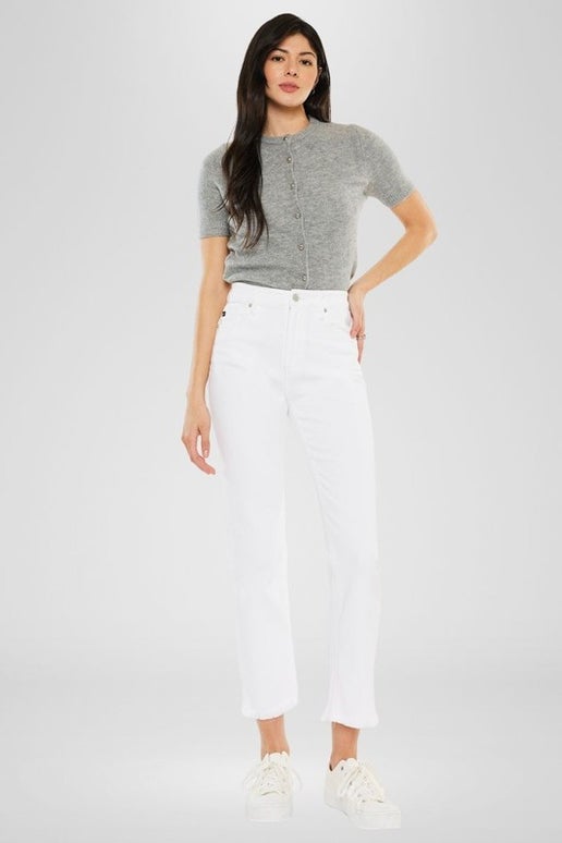 High Rise White Slim Straight