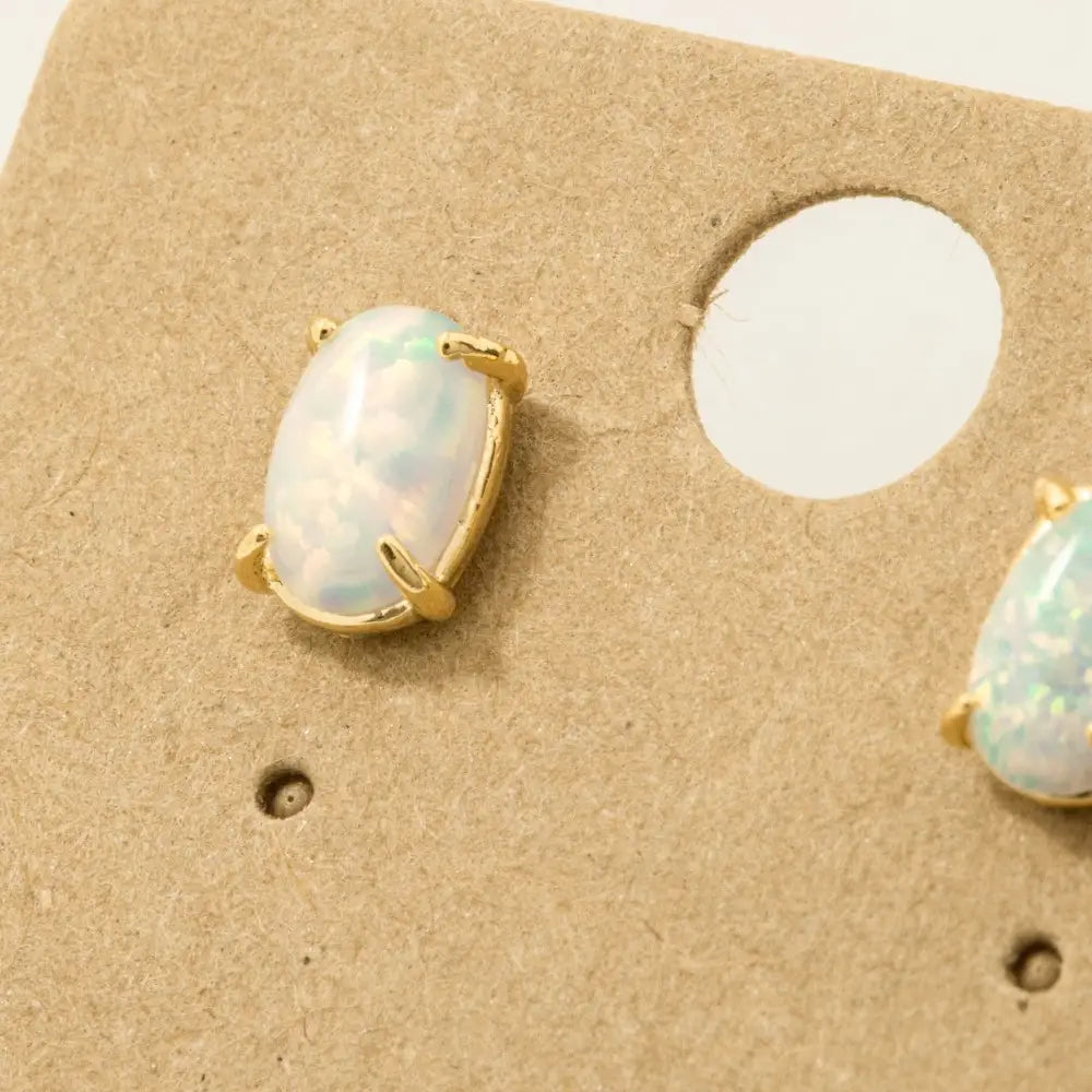 Opal Stone Stud Earrings