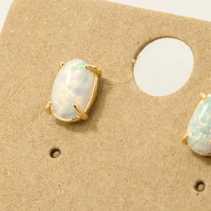 Opal Stone Stud Earrings