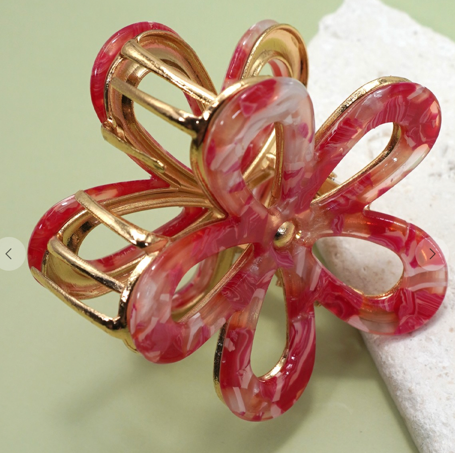 Jumbo Pvc Casting Round Floral Hair Claw Clips