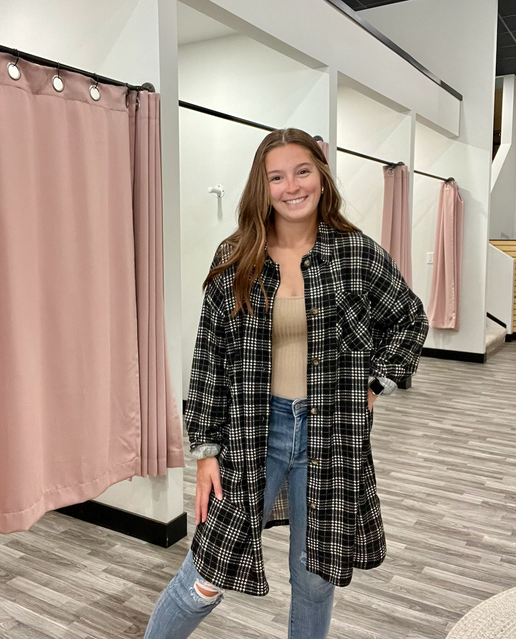 Long Button Down Brushed Shacket