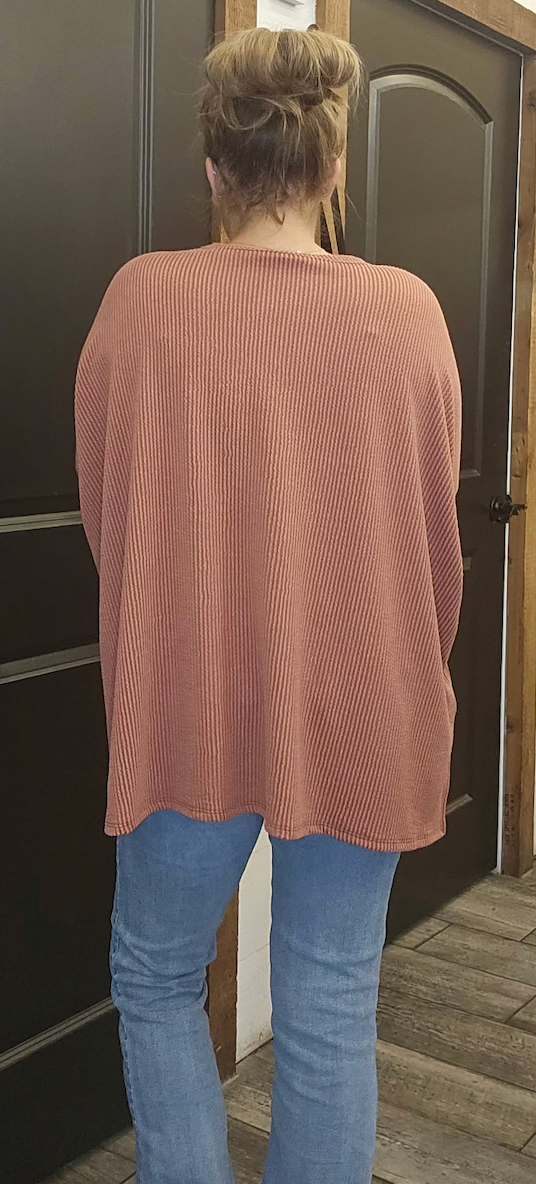 Long Sleeve Solid Urban Ribbed Top