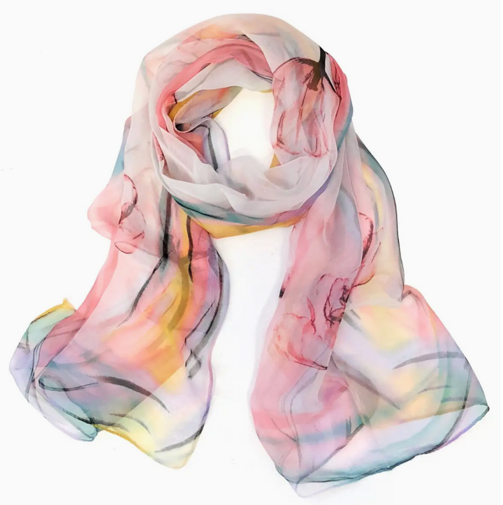 Pastel Floral Lightweight Fashion Scarf