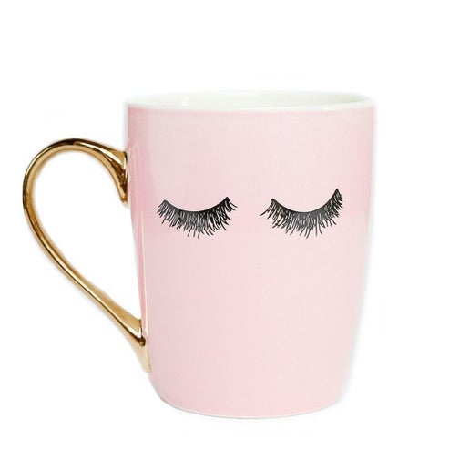 Eyelashes Pink and Gold Coffee Mug 16 oz