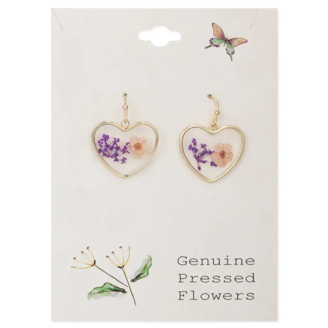 Sweet Heart Dried Flower Earrings