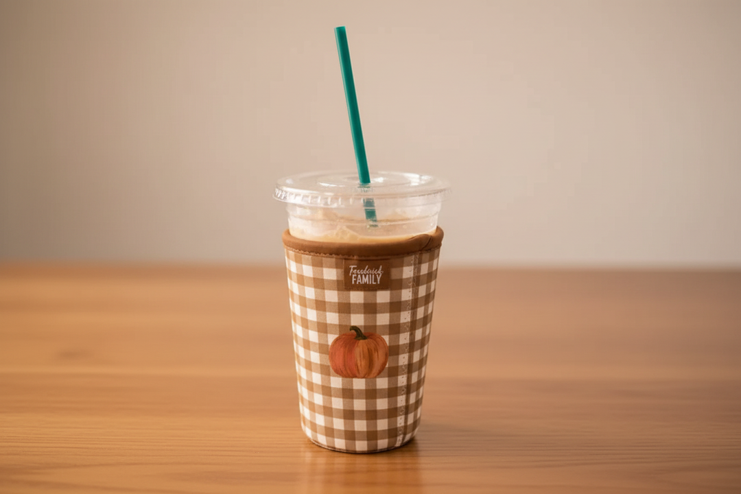 Pumpkin Gingham on warm wood