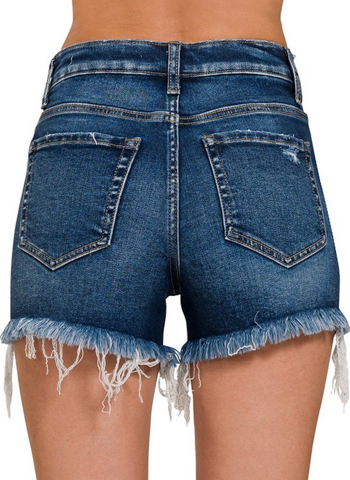 Raw Frayed Hem Denim Shorts