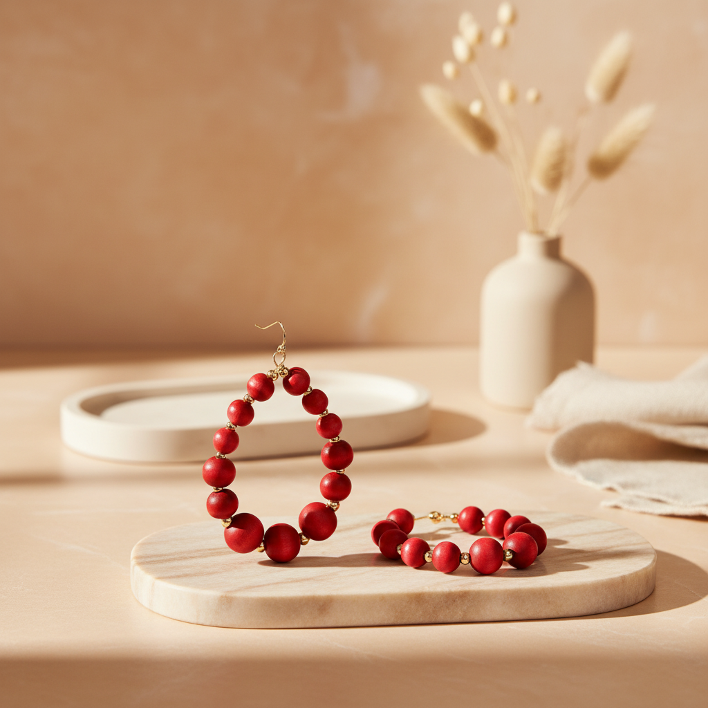 Red beaded hoops