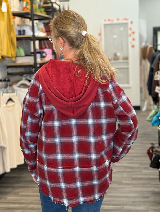 Red Plaid Hooded Jacket