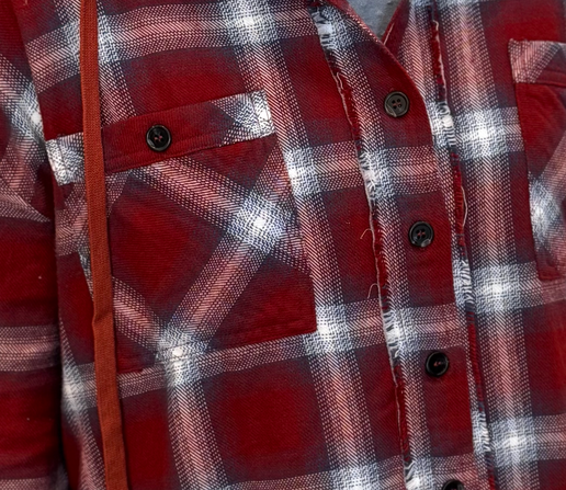 Red Plaid Hooded Jacket