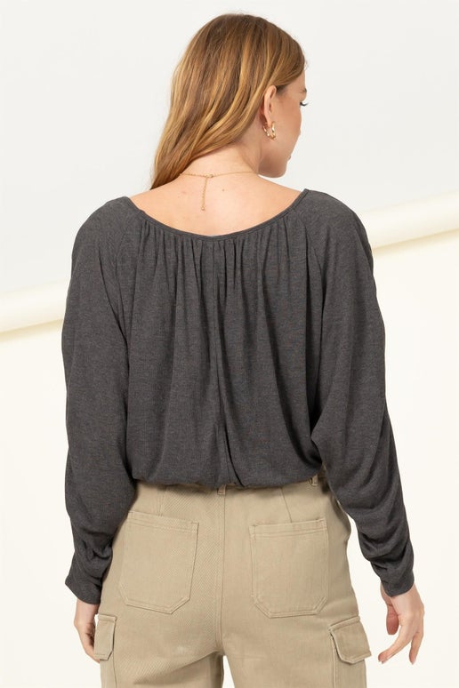 Shirred Dolman Sleeve Blouse