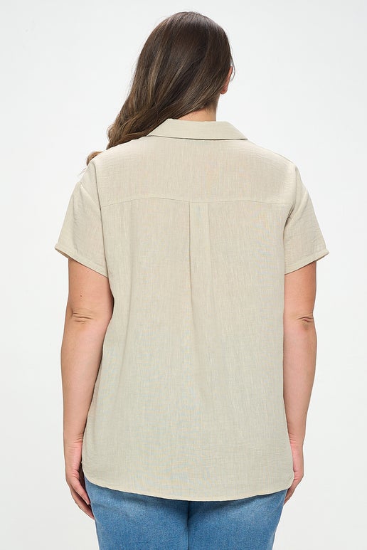 Button Placket Drop Shoulder Shirt