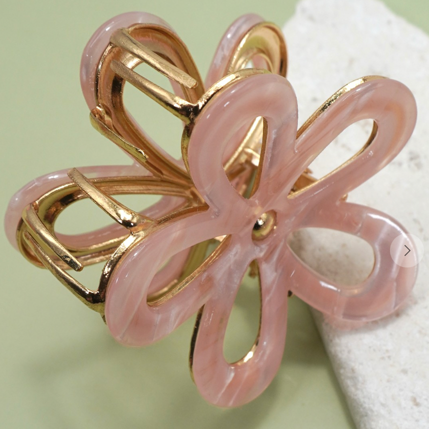 Jumbo Pvc Casting Round Floral Hair Claw Clips