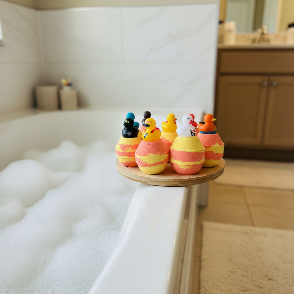 Rubber Duck Bath Bombs - bathtub with bubbles