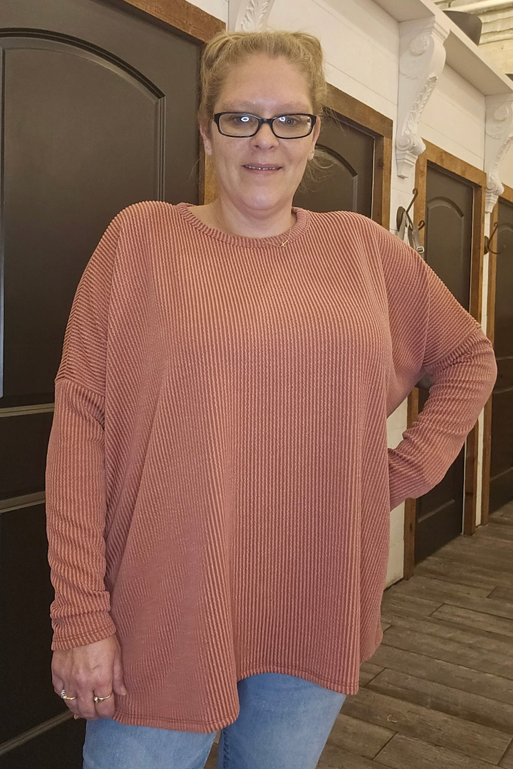 Long Sleeve Solid Urban Ribbed Top