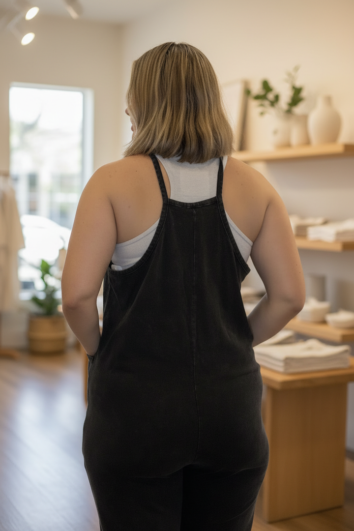 Side view with boutique background