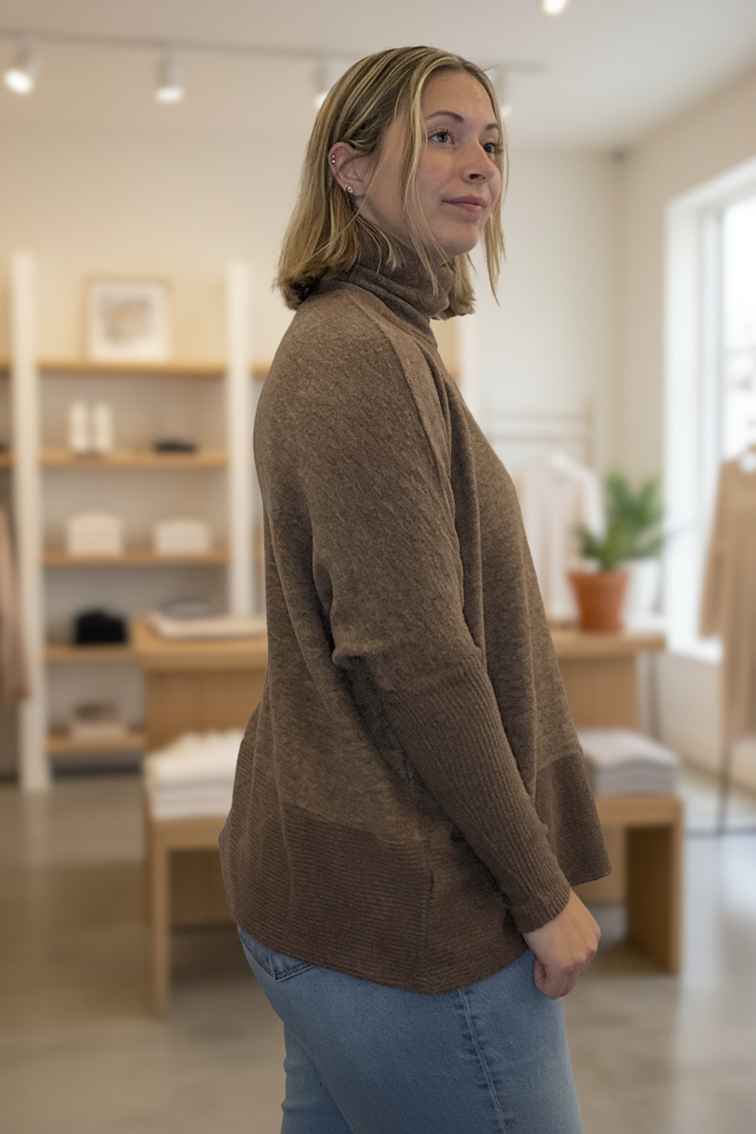 Side view with boutique background