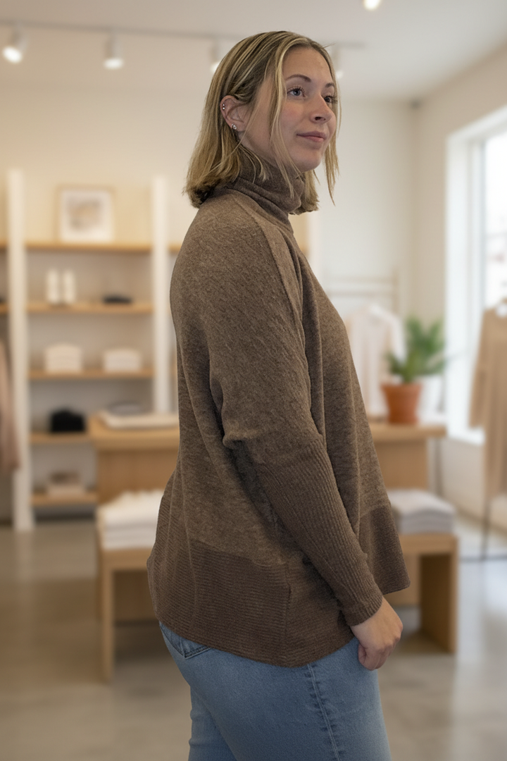 Side view with boutique background