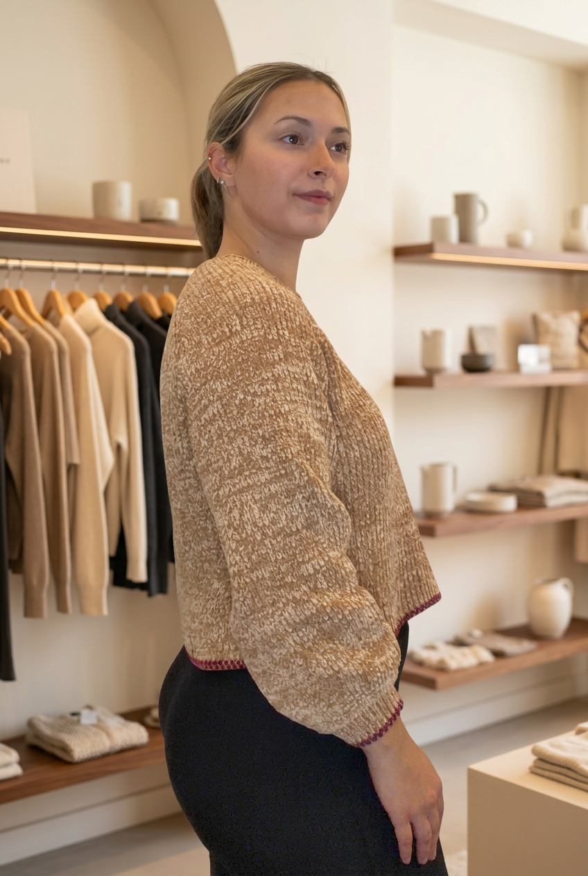 Side view with modern boutique background