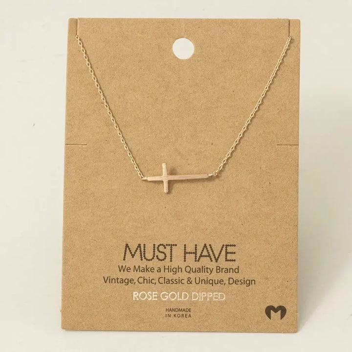 Side Cross Pendant Necklace