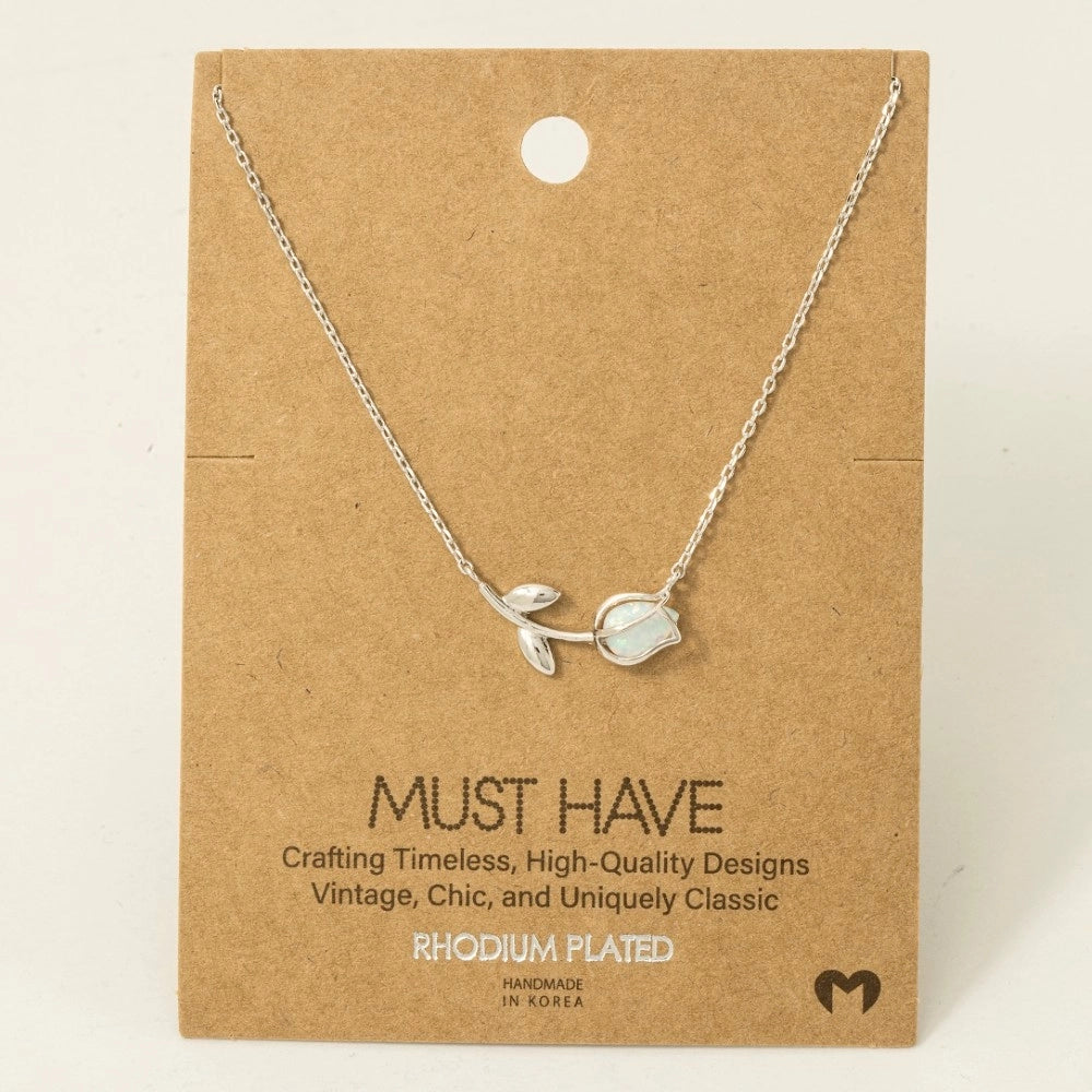 Dainty Tulip Pendant Necklace