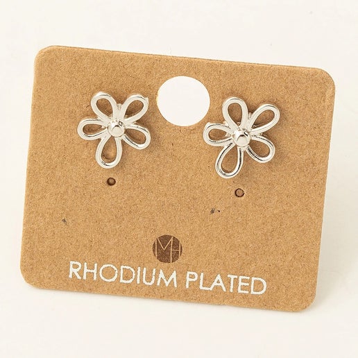 Flower Outline Stud Earrings